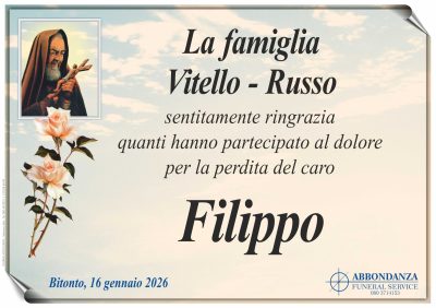 RINGRAZIAMENTO Filippo Vitello