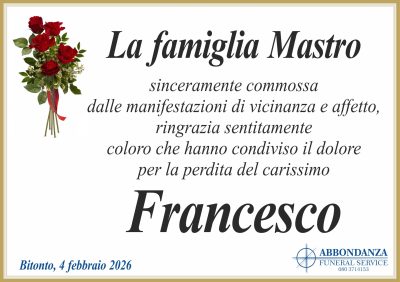 RINGRAZIAMENTO Francesco Mastro