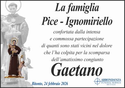 RINGRAZIAMENTO GAETANO PICE