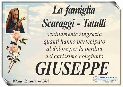 RINGRAZIAMENTO - GIUSEPPE SCARAGGI