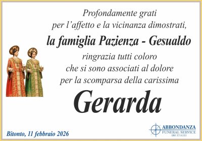 RINGRAZIAMENTO Gerarda Gesualdo