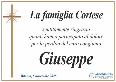 RINGRAZIAMENTO Giuseppe Cortese