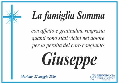 RINGRAZIAMENTO Giuseppe Somma
