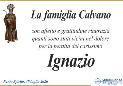 RINGRAZIAMENTO Ignazio Calvano