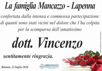RINGRAZIAMENTO - LA FAMIGLIA MANCAZZO