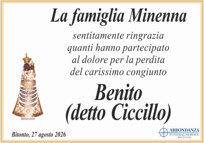 RINGRAZIAMENTO - LA FAMIGLIA Minenna