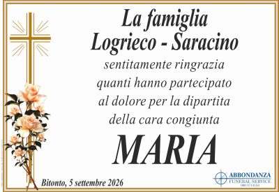 RINGRAZIAMENTO - LA FAMIGLIA SARACINO