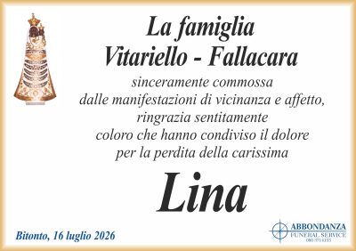RINGRAZIAMENTO Lina Fallacara