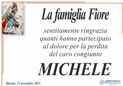 RINGRAZIAMENTO - MICHELE FIORE