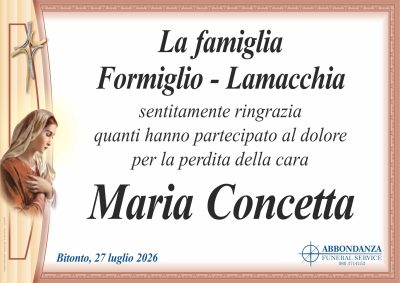 RINGRAZIAMENTO Maria Concetta Lamacchia