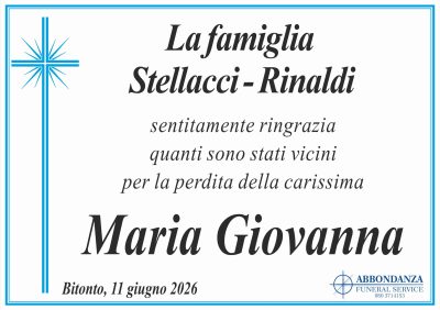 RINGRAZIAMENTO - Maria Giovanna Rinaldi