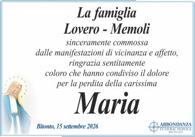 RINGRAZIAMENTO Maria Memoli
