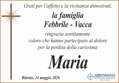 RINGRAZIAMENTO - Maria Vacca