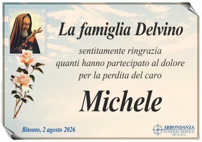 RINGRAZIAMENTO Michele Delvino