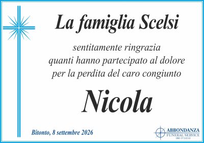 RINGRAZIAMENTO Nicola Scelsi