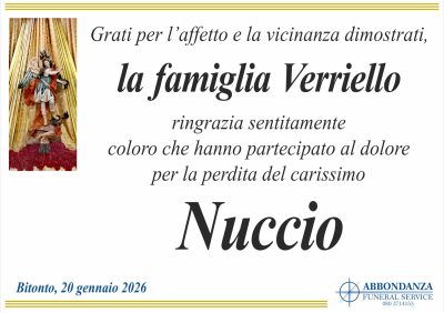 RINGRAZIAMENTO Nuccio Verriello