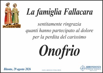 RINGRAZIAMENTO Onofrio Fallacara