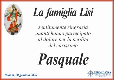RINGRAZIAMENTO - Pasquale Lisi