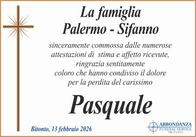 RINGRAZIAMENTO - Pasquale Palermo