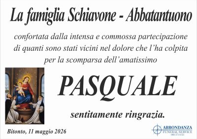 RINGRAZIAMENTO Pasquale Schiavone