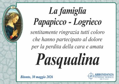 RINGRAZIAMENTO Pasqualina Logrieco