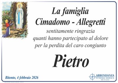 RINGRAZIAMENTO Pietro Cimadomo