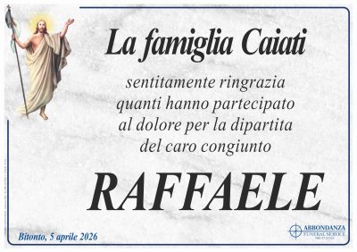 RINGRAZIAMENTO Raffaele Caiati