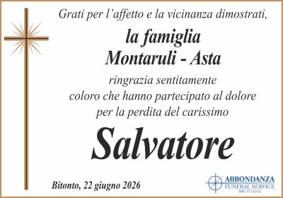 RINGRAZIAMENTO Salvatore Montaruli