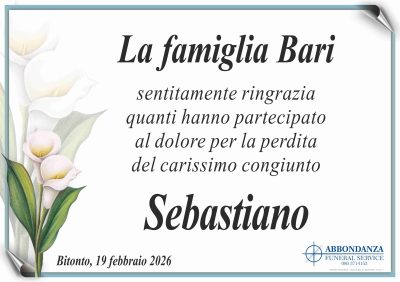 RINGRAZIAMENTO - Sebastiano Bari