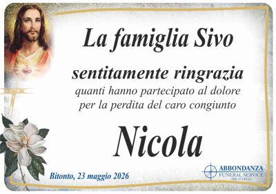 RINGRAZIAMENTO - Sivo Nicola