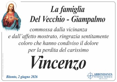 RINGRAZIAMENTO Vincenzo Del Vecchio