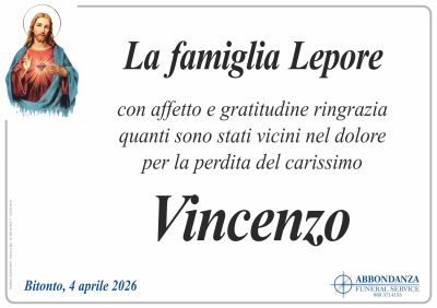 RINGRAZIAMENTO Vincenzo Lepore