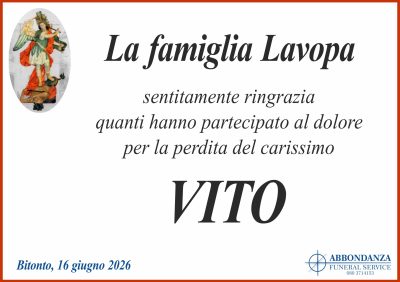 RINGRAZIAMENTO Vito Lavopa