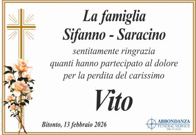 RINGRAZIAMENTO - Vito Sifanno