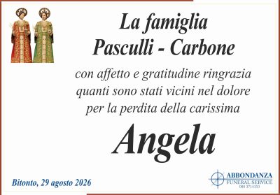 Ringraziamento Angela Carbone