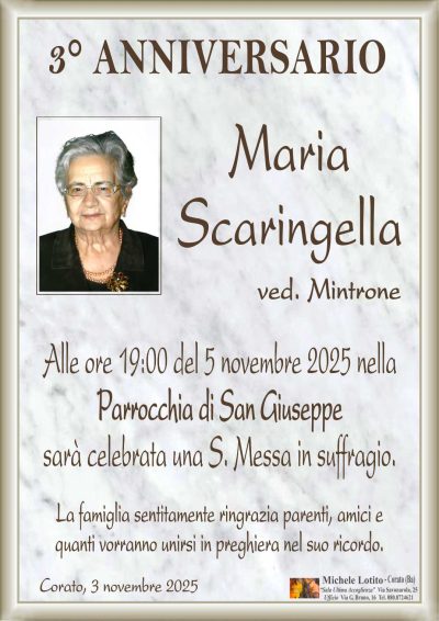 SCARINGELLA Maria 3° anniversario ML MARMO