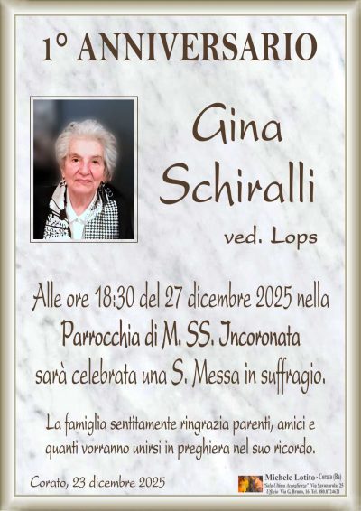 SCHIRALLI Luigia 1° anniversario ML MARMO
