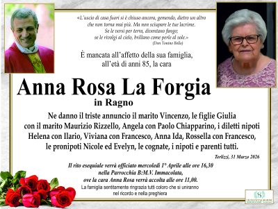 Necrologio La Forgia Anna Rosa