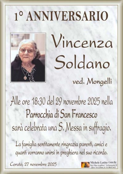 SOLDANO Vincenza 1° anniversario ML MARMO