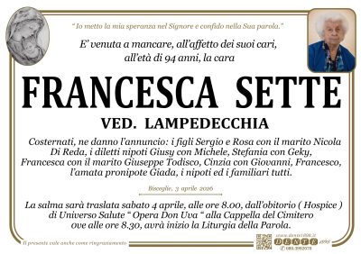 Sette Francesca - Semplicissimo - spostamento Hospice - chiesa