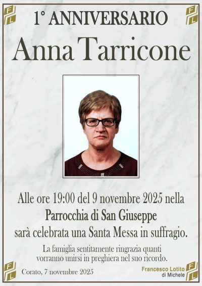 TARRICONE Anna 1° anniversario FL NUOVO
