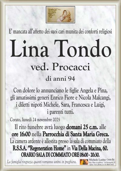 TONDO Lina ANNUNCIO ML CL