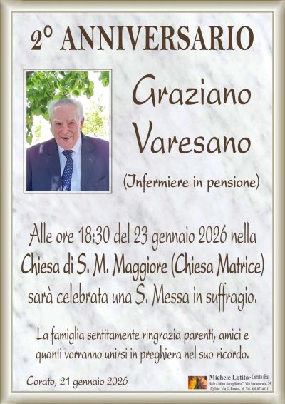 VARESANO Graziano 2° ANNIVERSARIO ML MARMO