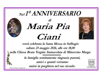 anniversario maria pia ciani