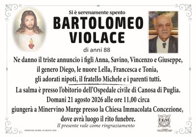 annuncio lutto bartolomeo violace