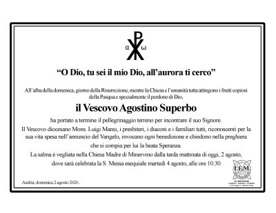 annuncio lutto chiesa don agostino