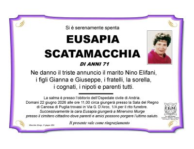 annuncio lutto eusapia scatamacchia