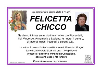 annuncio lutto felicetta chicco
