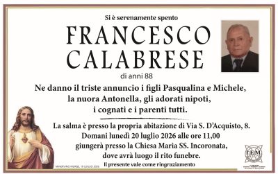 annuncio lutto francesco calabrese