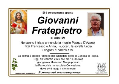 annuncio lutto giovann fratep